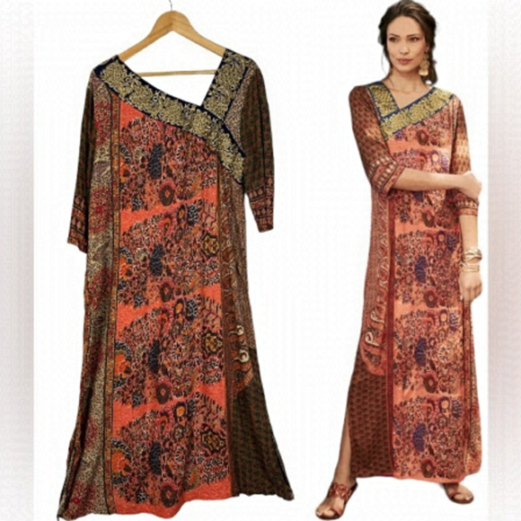 Soft Surroundings Dresses & Skirts - Soft SURROUNDINGS Sari Kaftan | P XL Maxi Lightweight Boho Embroidered Dress